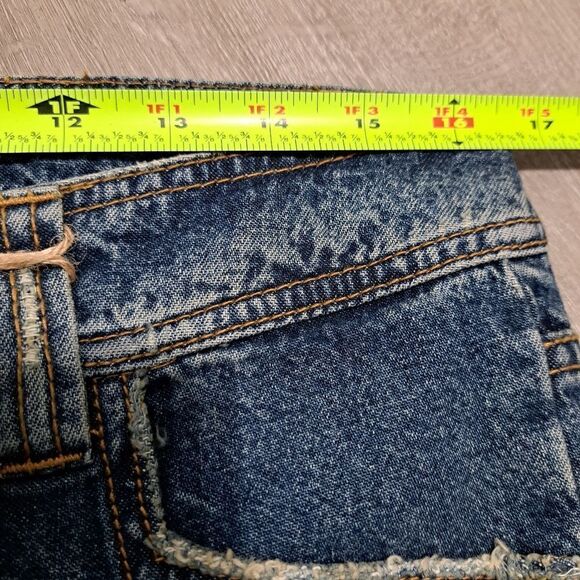 Refuge Y2K Cargo Cotton Distressed Wide Leg Raw Hem Jeans S 11 Vintage Wash Blue - Picture 7 of 17